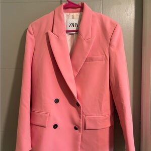 Zara Women's Pink Blazer oversized *missing button*
